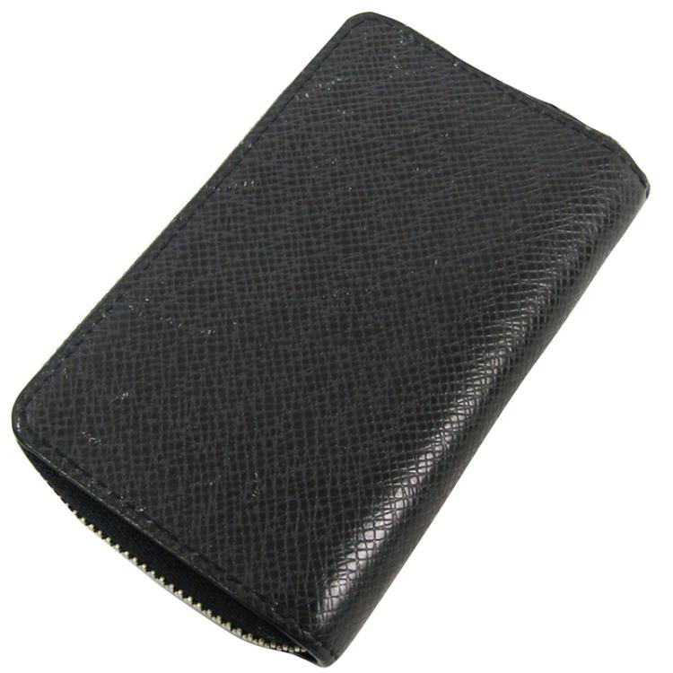 Pre Owned Louis Vuitton Noir Taiga Leather Vertical Zippy Coin Purse