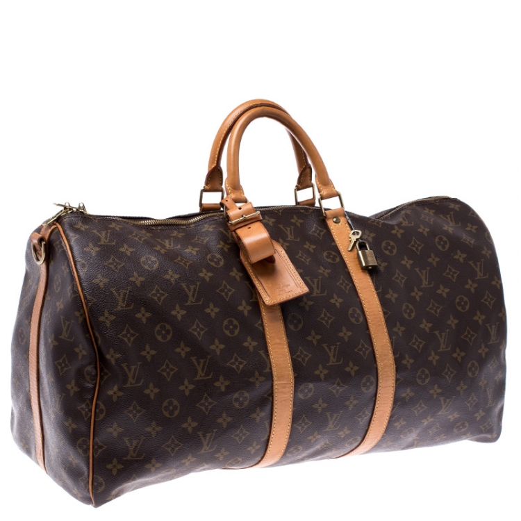 Pre Owned Louis Vuitton Monogram Canvas Keepall Bandouliere 55 Bag