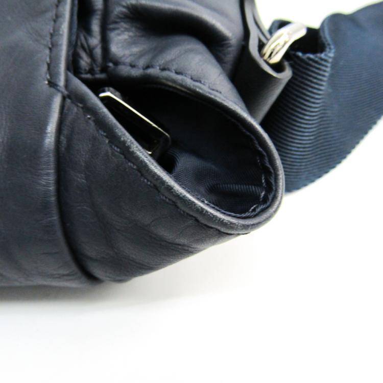 Pre Owned Louis Vuitton Navy Leather Messenger Bag