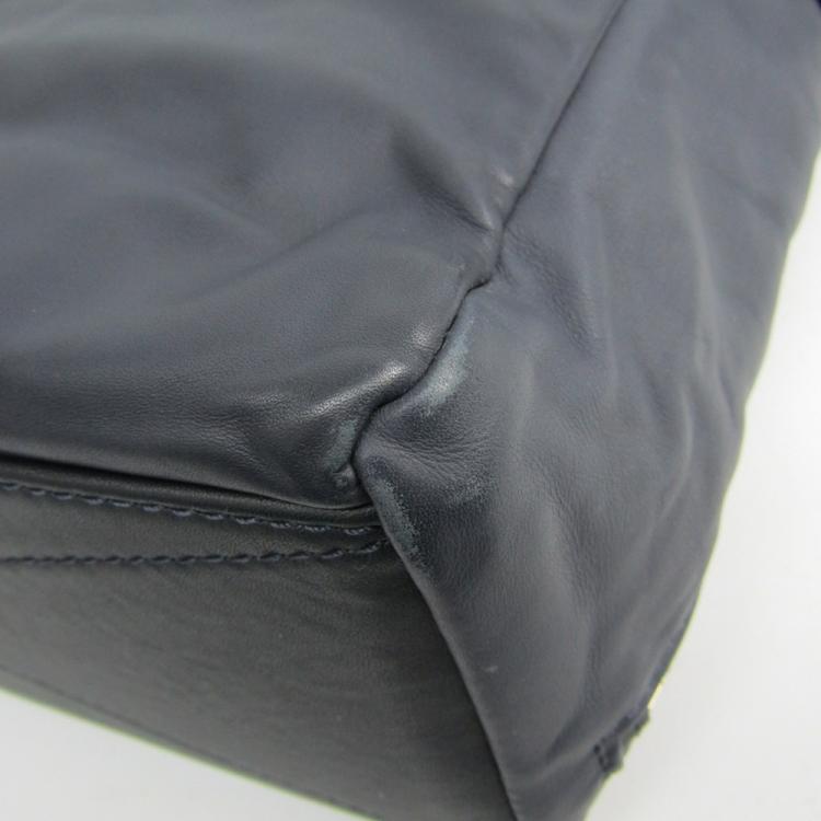 Pre Owned Louis Vuitton Navy Leather Messenger Bag