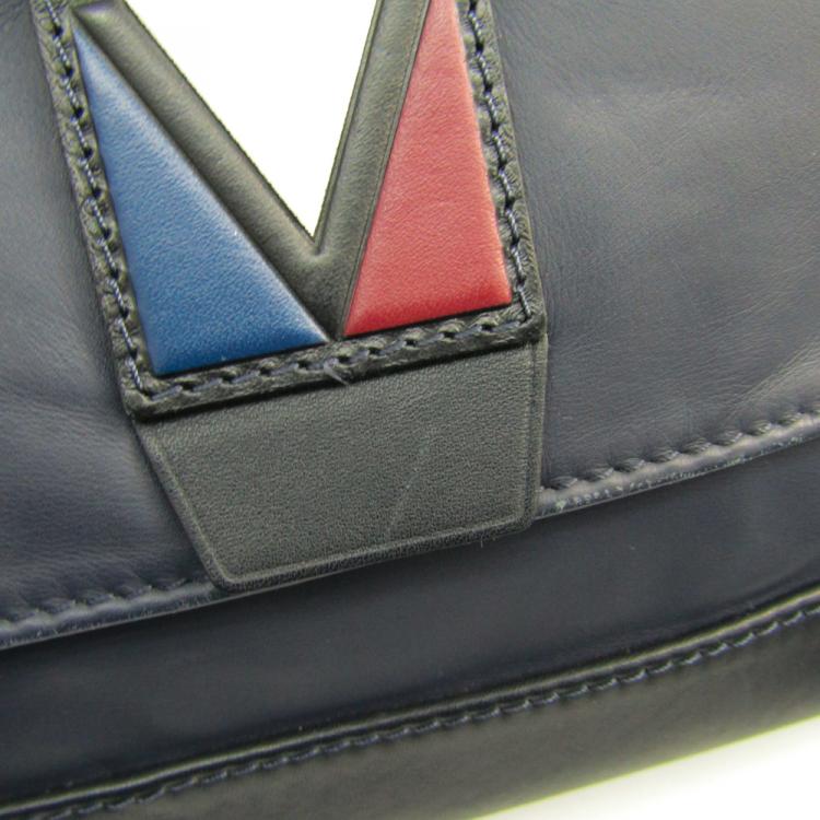 Pre Owned Louis Vuitton Navy Leather Messenger Bag