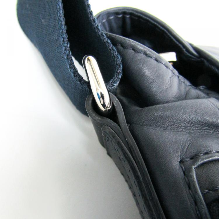 Pre Owned Louis Vuitton Navy Leather Messenger Bag