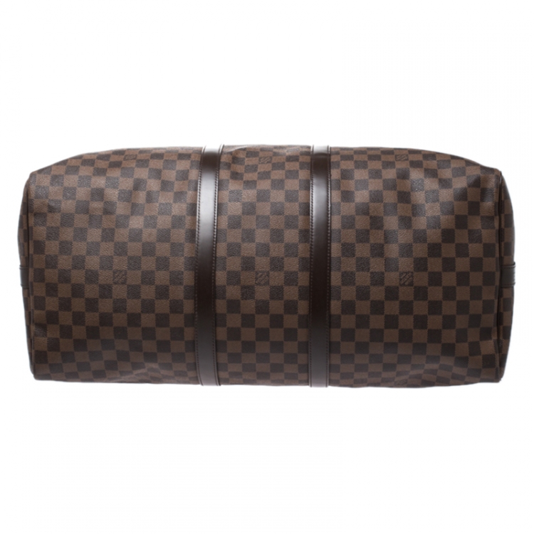 Pre Owned Louis Vuitton Damier Ebene Canvas Keepall Bandouliere 55