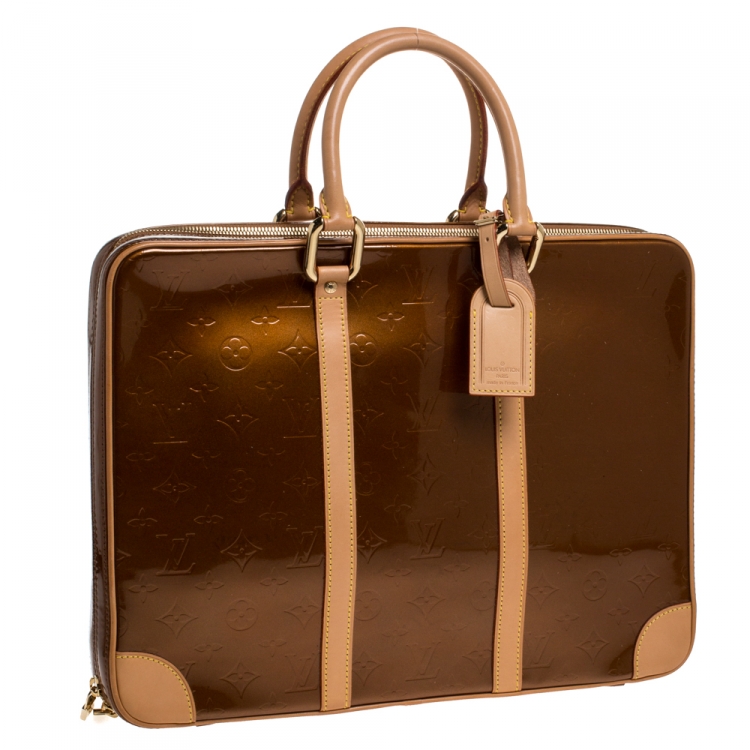 Pre Owned Louis Vuitton Bronze Monogram Vernis Vandam Briefcase