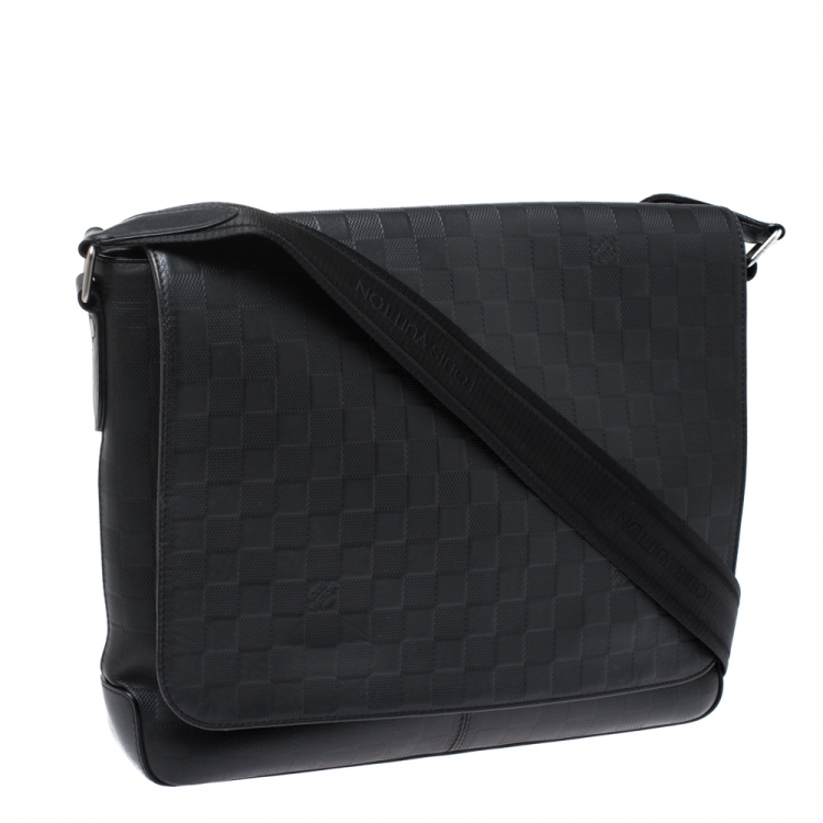 Pre Owned Louis Vuitton Onyx Damier Infini Leather District MM Bag