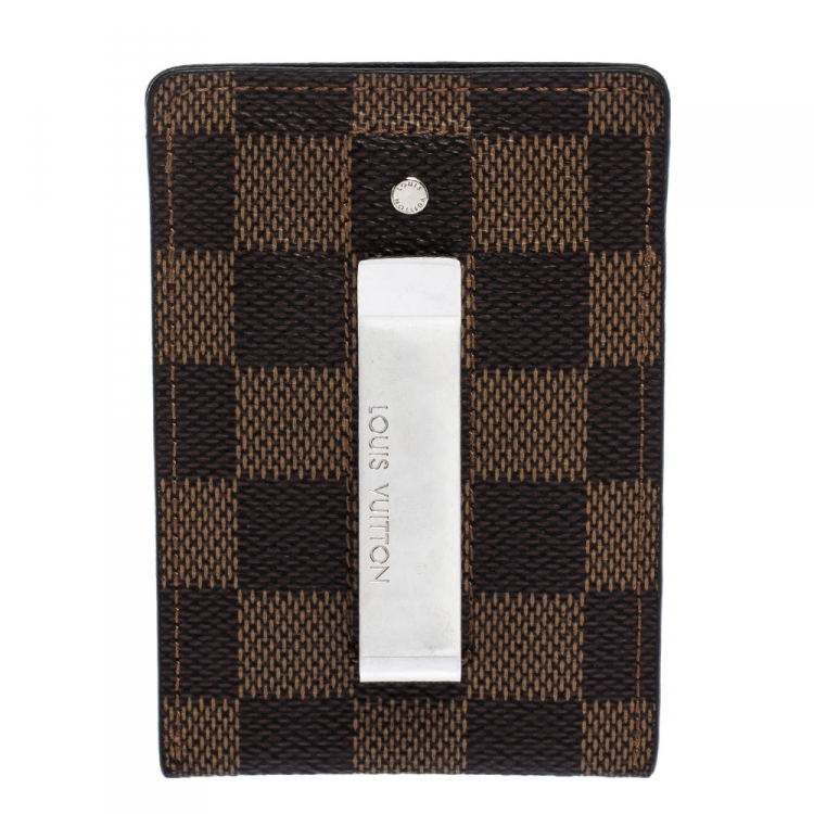 مملوكة مسبقًا Louis Vuitton Damier Ebene Pince Money Clip Cardholder