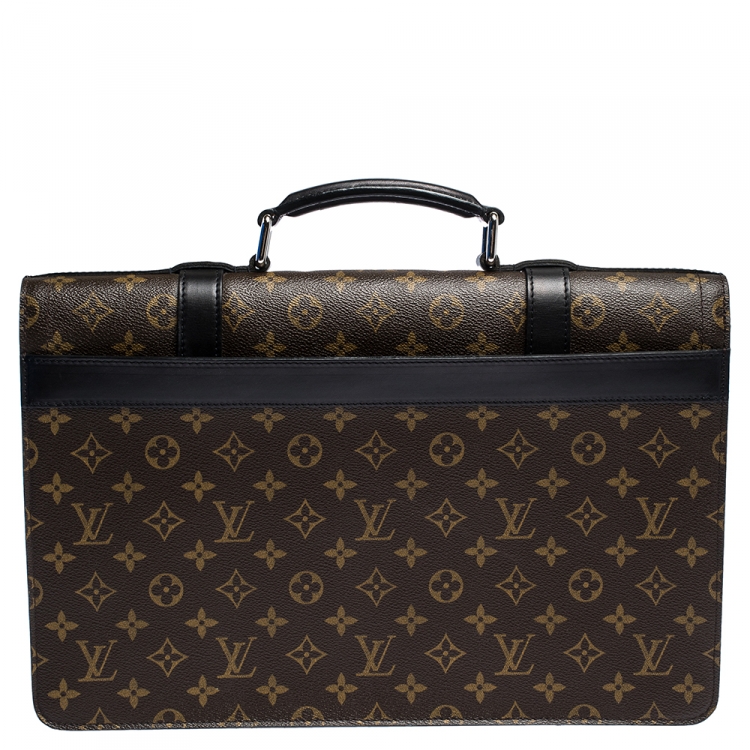 Pre Owned Louis Vuitton Monogram Maccassar Canvas and Leather Larry Briefcase