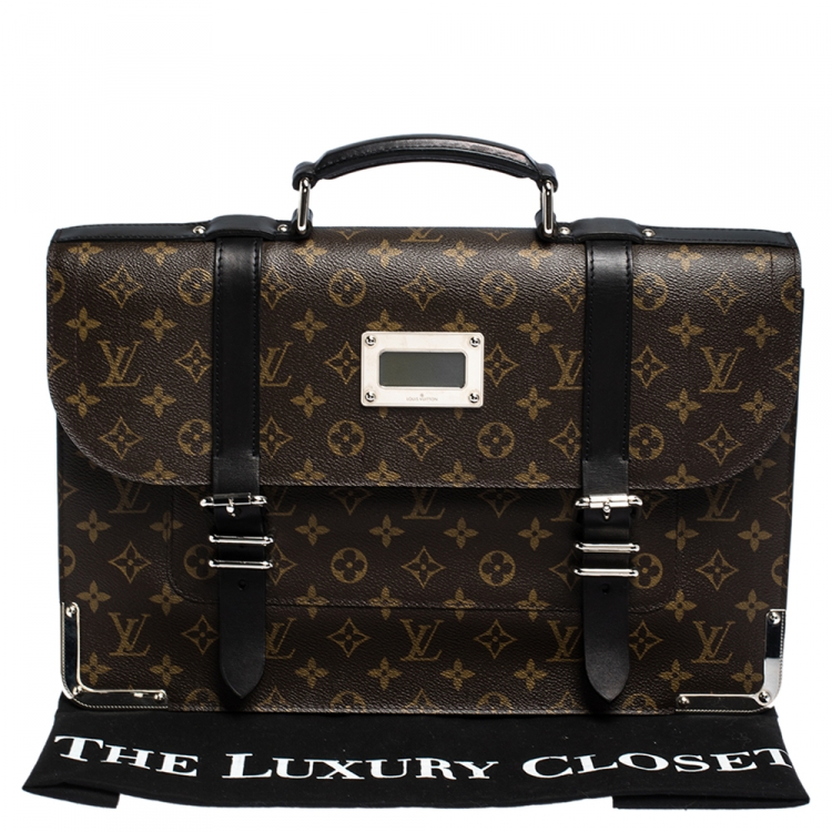 Pre Owned Louis Vuitton Monogram Maccassar Canvas and Leather Larry Briefcase