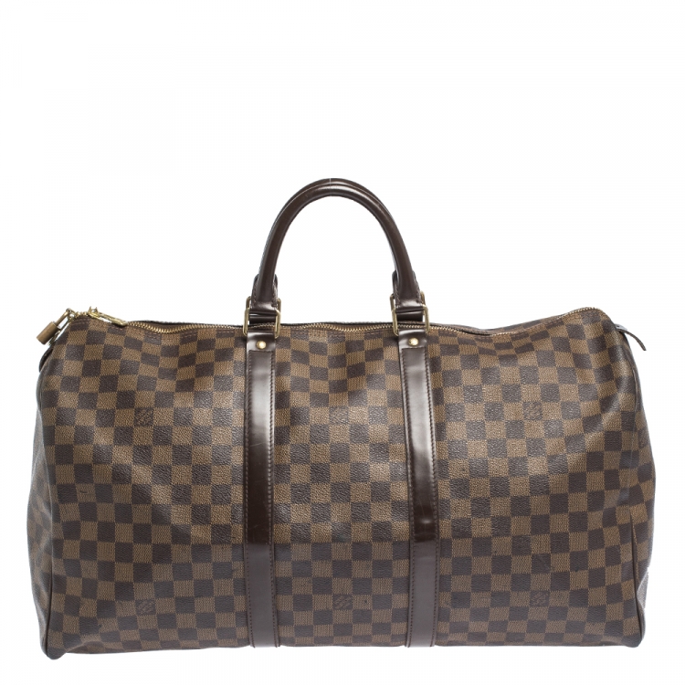 Pre Owned Louis Vuitton Damier Ebene Canvas Keepall Bandouliere 50