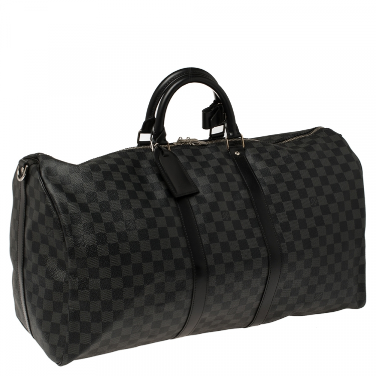 Pre Owned Louis Vuitton Damier Graphite Canvas Keepall Bandouliere 55 Bag