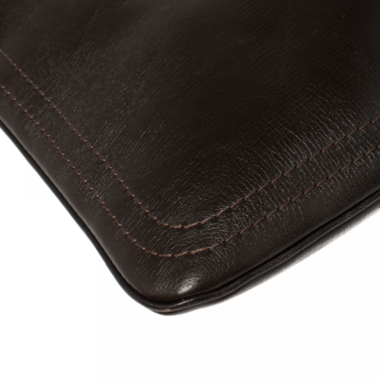 Pre Owned Louis Vuitton Dark Brown Utah Leather Shawnee Pochette Bag