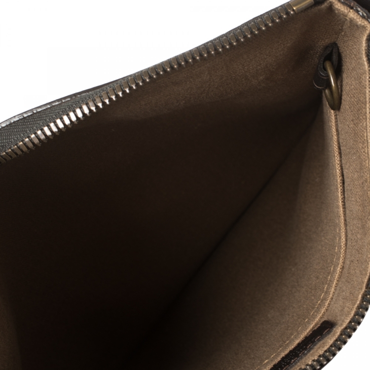 Pre Owned Louis Vuitton Dark Brown Utah Leather Shawnee Pochette Bag