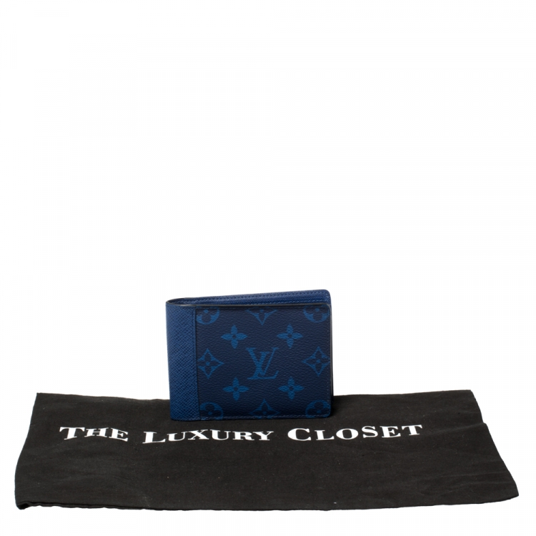 Pre Owned Louis Vuitton Cobalt Taïgarama Monogram Coated Canvas Multiple Wallet