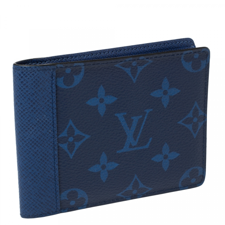 Pre Owned Louis Vuitton Cobalt Taïgarama Monogram Coated Canvas Multiple Wallet