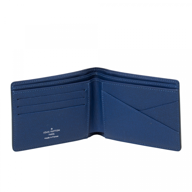 Pre Owned Louis Vuitton Cobalt Taïgarama Monogram Coated Canvas Multiple Wallet