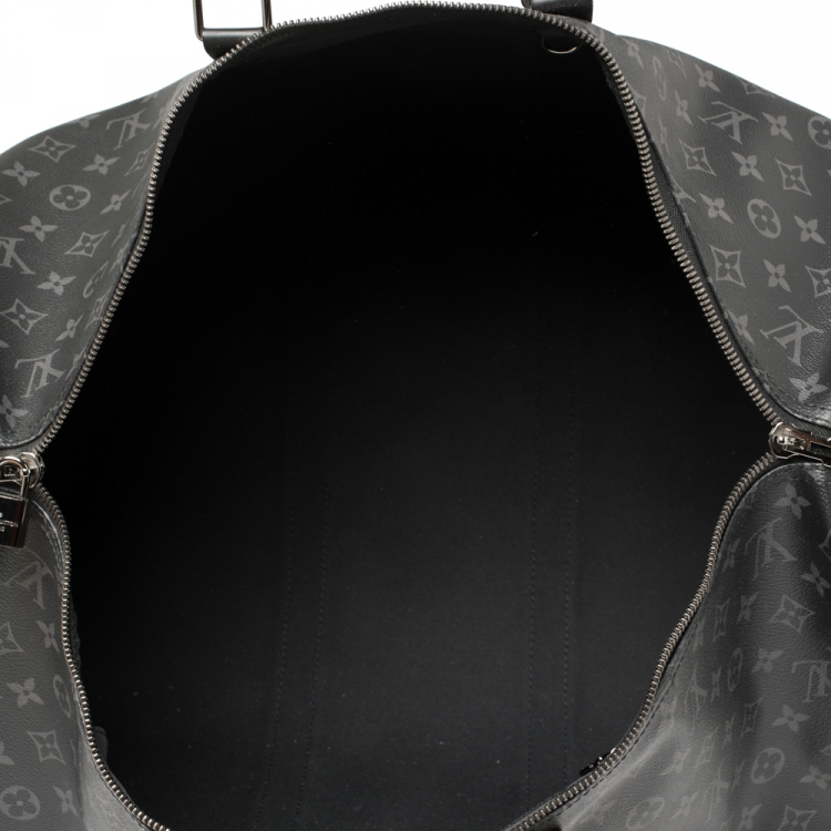 Pre Owned Louis Vuitton Monogram Eclipse Canvas and Leather Keepall Bandouliere 55 
