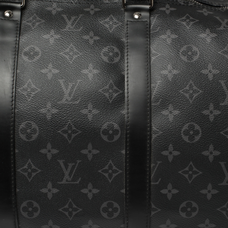 Pre Owned Louis Vuitton Monogram Eclipse Canvas and Leather Keepall Bandouliere 55 