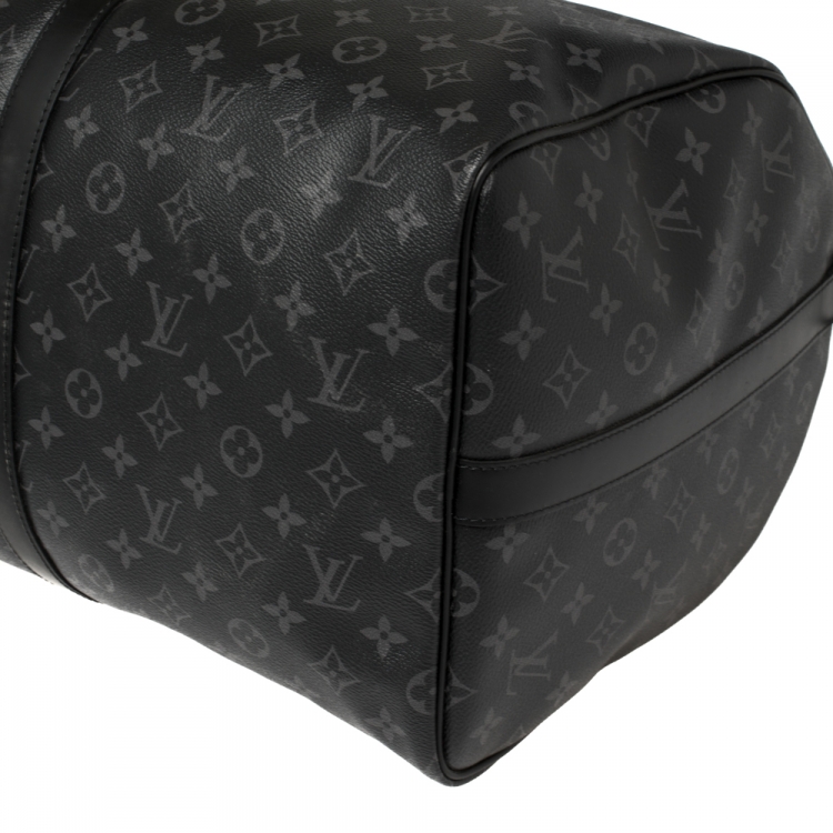 Pre Owned Louis Vuitton Monogram Eclipse Canvas and Leather Keepall Bandouliere 55 