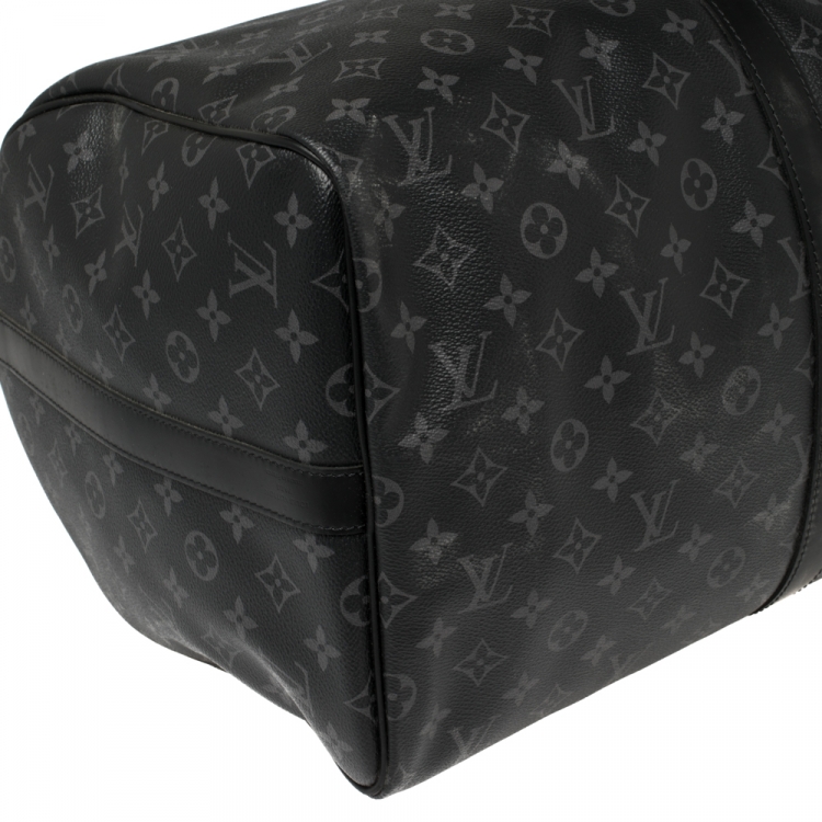 Pre Owned Louis Vuitton Monogram Eclipse Canvas and Leather Keepall Bandouliere 55 