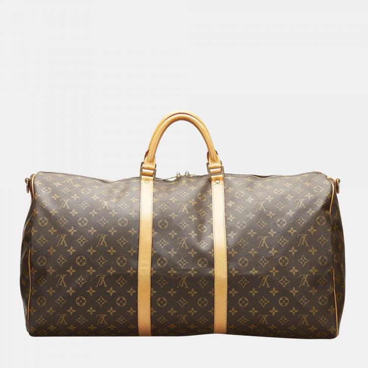 Pre Owned Louis Vuitton Brown Monogram Keepall Bandouliere 60