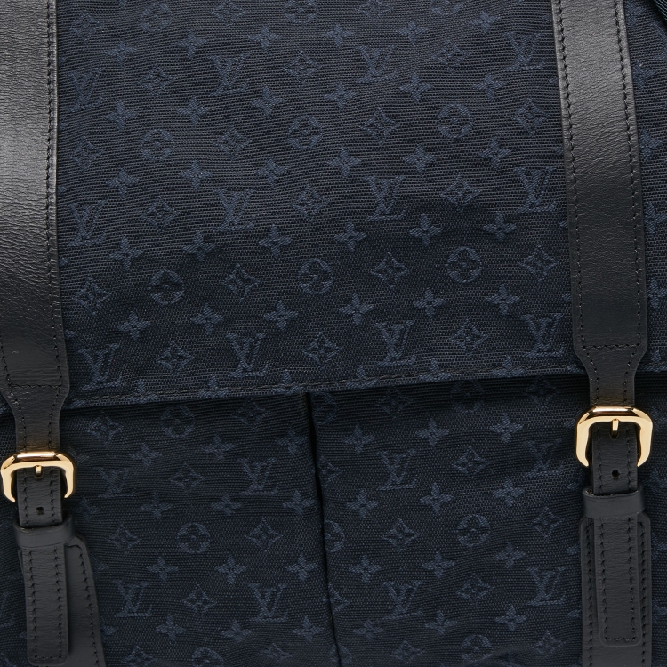 Pre Owned Louis Vuitton Navy Blue Mini Lin Maman Bag