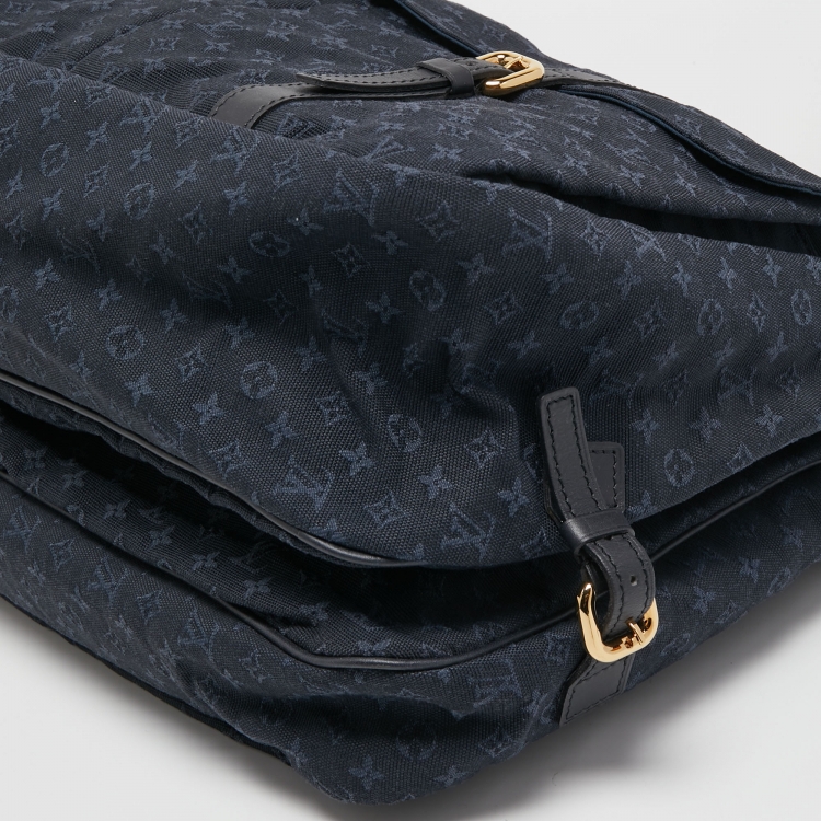 Pre Owned Louis Vuitton Navy Blue Mini Lin Maman Bag