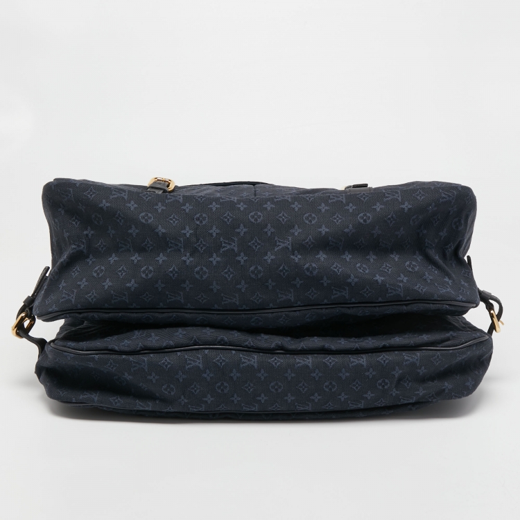 Pre Owned Louis Vuitton Navy Blue Mini Lin Maman Bag