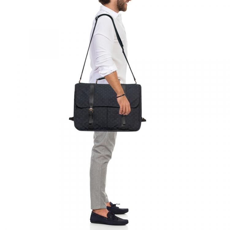 Pre Owned Louis Vuitton Navy Blue Mini Lin Maman Bag