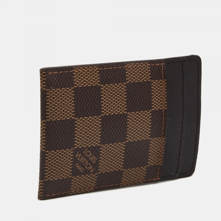 Pre Owned Louis Vuitton Damier Ebene Canvas Pince Card Holder 