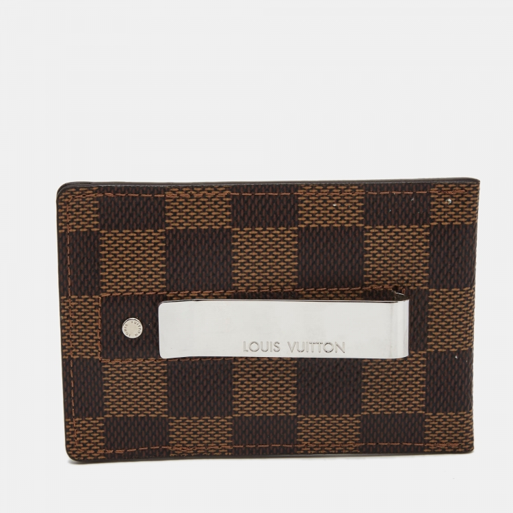Pre Owned Louis Vuitton Damier Ebene Canvas Pince Card Holder 