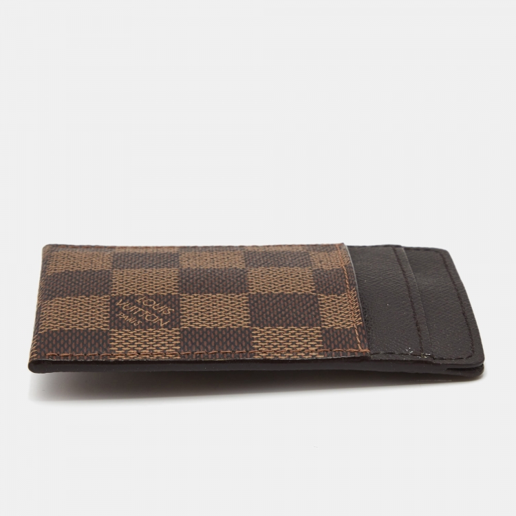 Pre Owned Louis Vuitton Damier Ebene Canvas Pince Card Holder 