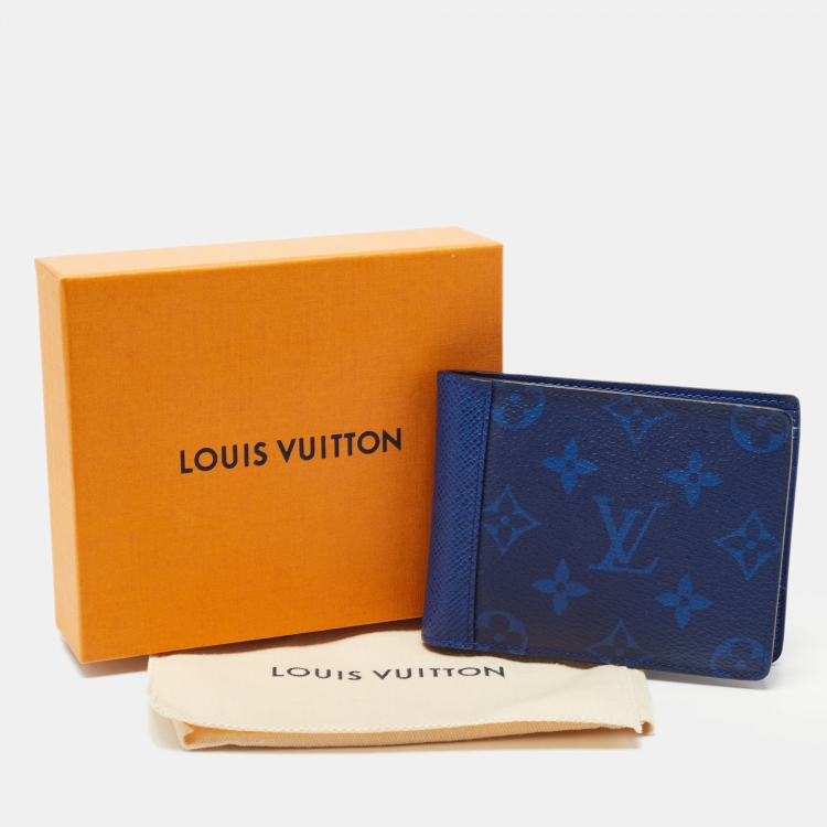 Pre Owned Louis Vuitton Cobalt Monogram Canvas and Taiga Leather Multiple Wallet