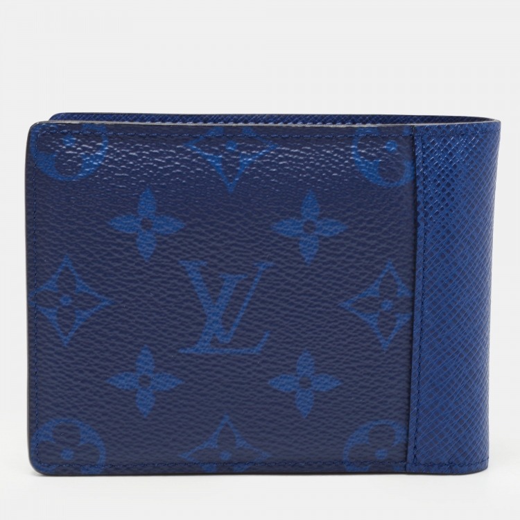 Pre Owned Louis Vuitton Cobalt Monogram Canvas and Taiga Leather Multiple Wallet