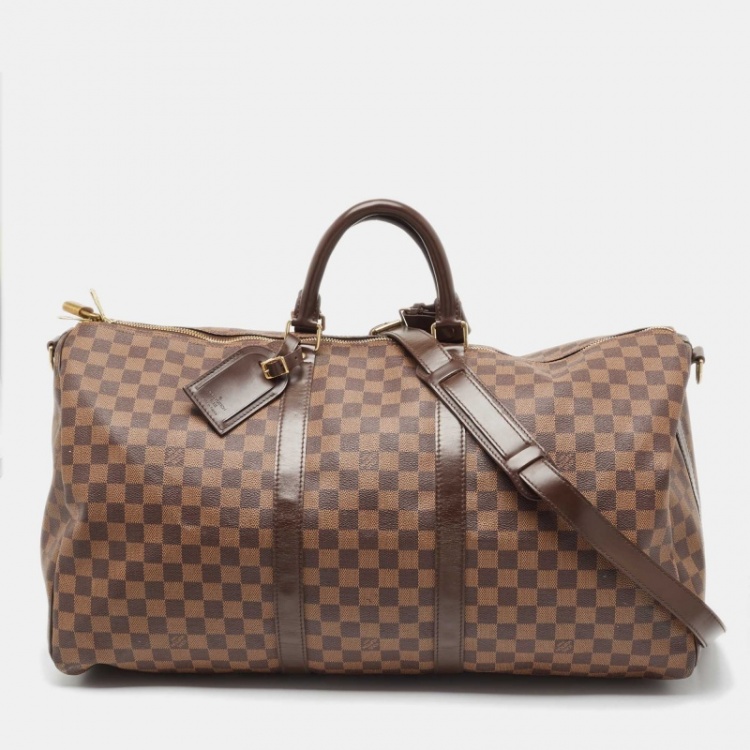 Pre Owned Louis Vuitton Damier Ebene Canvas Keepall Bandouliere 55 Bag