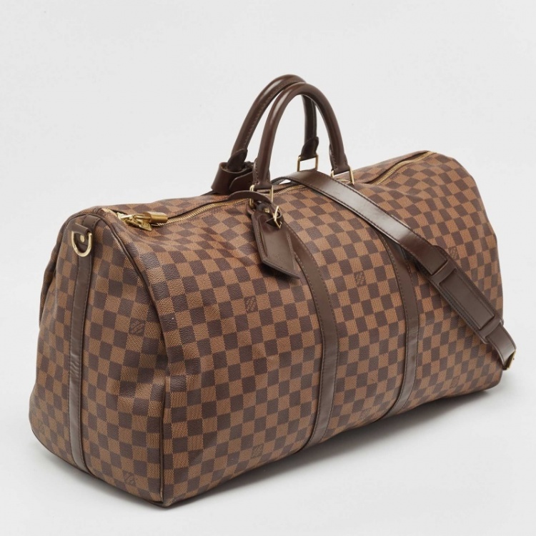 Pre Owned Louis Vuitton Damier Ebene Canvas Keepall Bandouliere 55 Bag