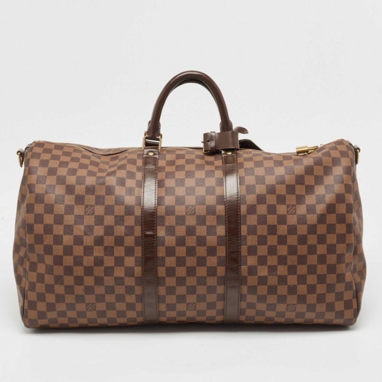 Pre Owned Louis Vuitton Damier Ebene Canvas Keepall Bandouliere 55 Bag