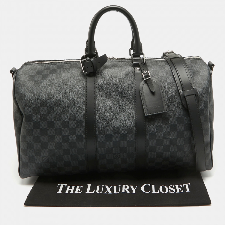 Pre Owned Louis Vuitton Damier Graphite Canvas Keepall Bandoulière 45
