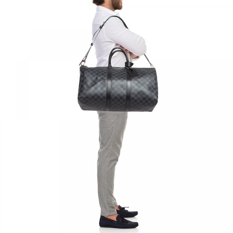 Pre Owned Louis Vuitton Damier Graphite Canvas Keepall Bandoulière 45