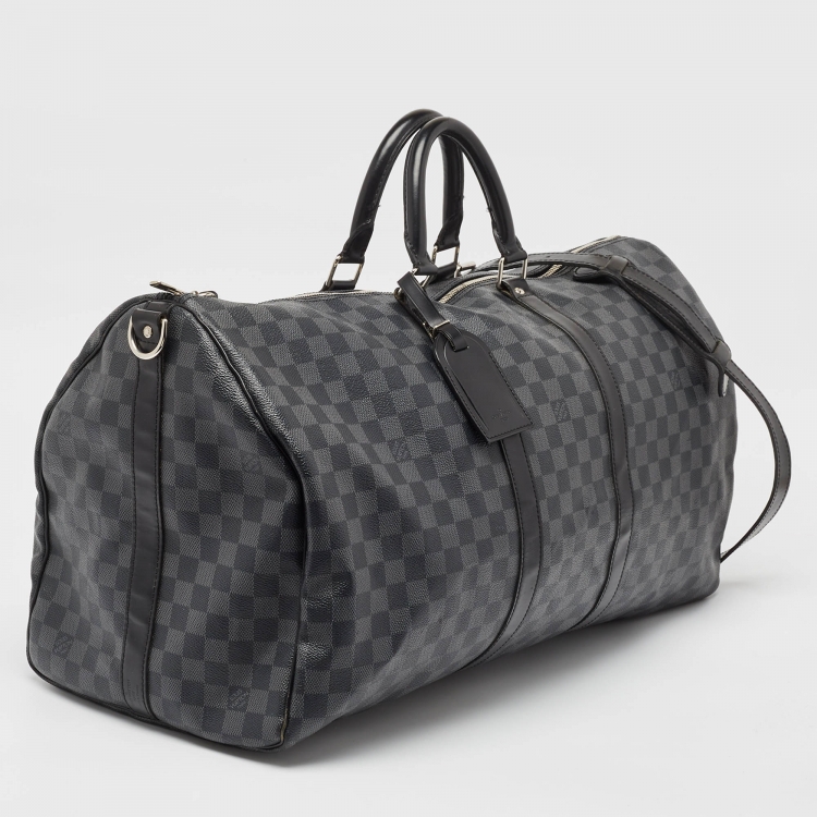 Pre Owned Louis Vuitton Damier Graphite Canvas Keepall Bandouliere 55 Bag