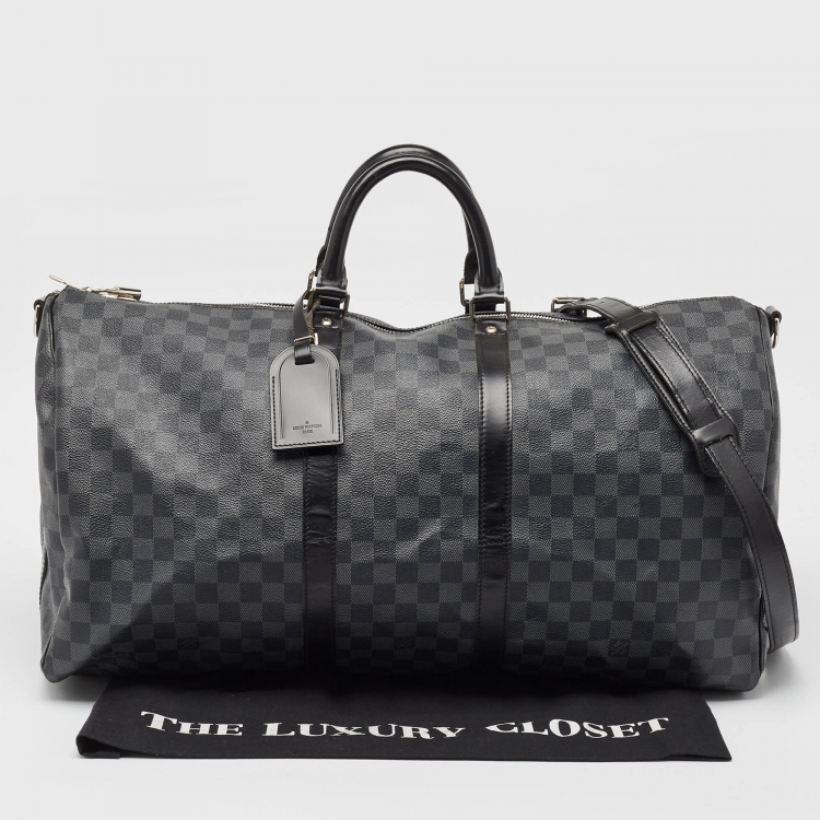 Pre Owned Louis Vuitton Damier Graphite Canvas Keepall Bandouliere 55 Bag