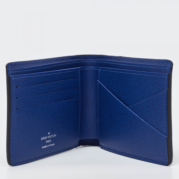 Pre Owned Louis Vuitton Cobalt Monogram Canvas and Taiga Leather Multiple Wallet