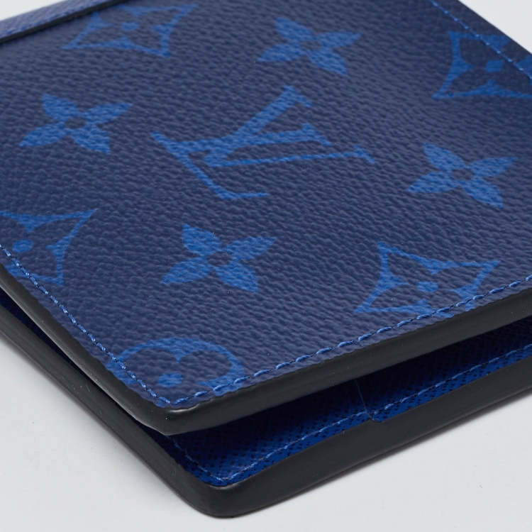 Pre Owned Louis Vuitton Cobalt Monogram Canvas and Taiga Leather Multiple Wallet