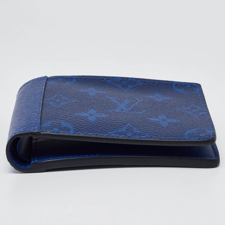 Pre Owned Louis Vuitton Cobalt Monogram Canvas and Taiga Leather Multiple Wallet
