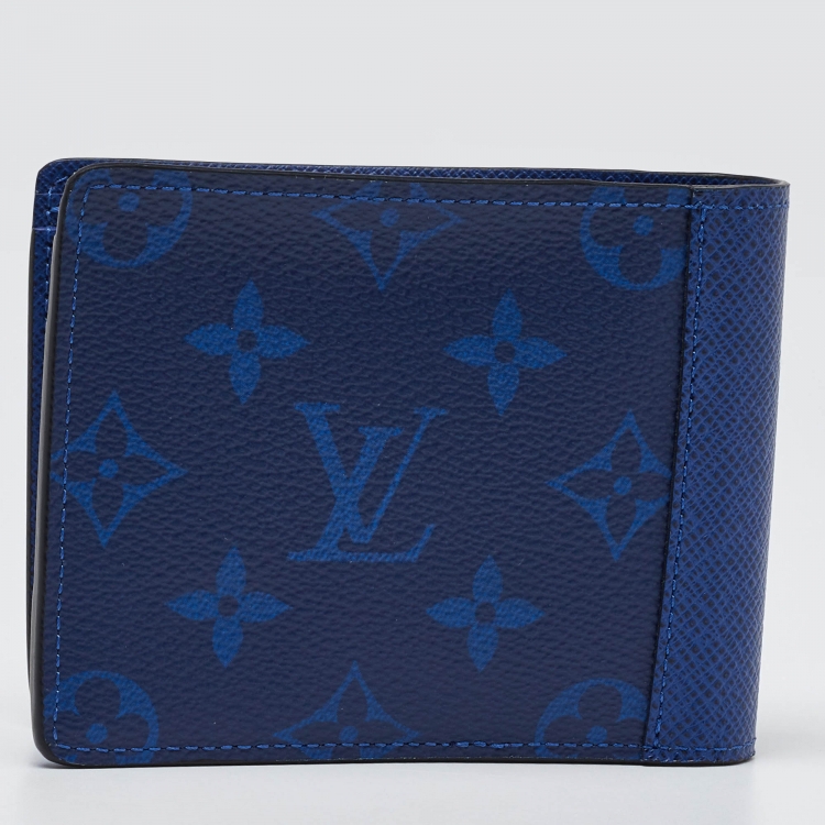 Pre Owned Louis Vuitton Cobalt Monogram Canvas and Taiga Leather Multiple Wallet