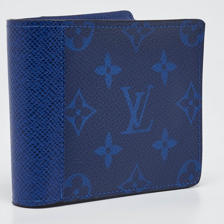 Pre Owned Louis Vuitton Cobalt Monogram Canvas and Taiga Leather Multiple Wallet