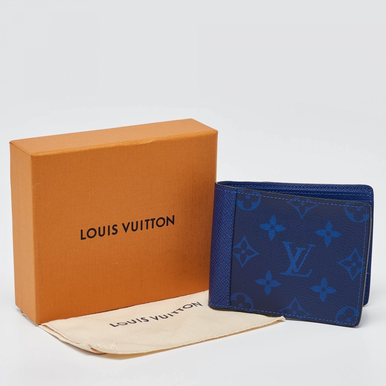 Pre Owned Louis Vuitton Cobalt Monogram Canvas and Taiga Leather Multiple Wallet