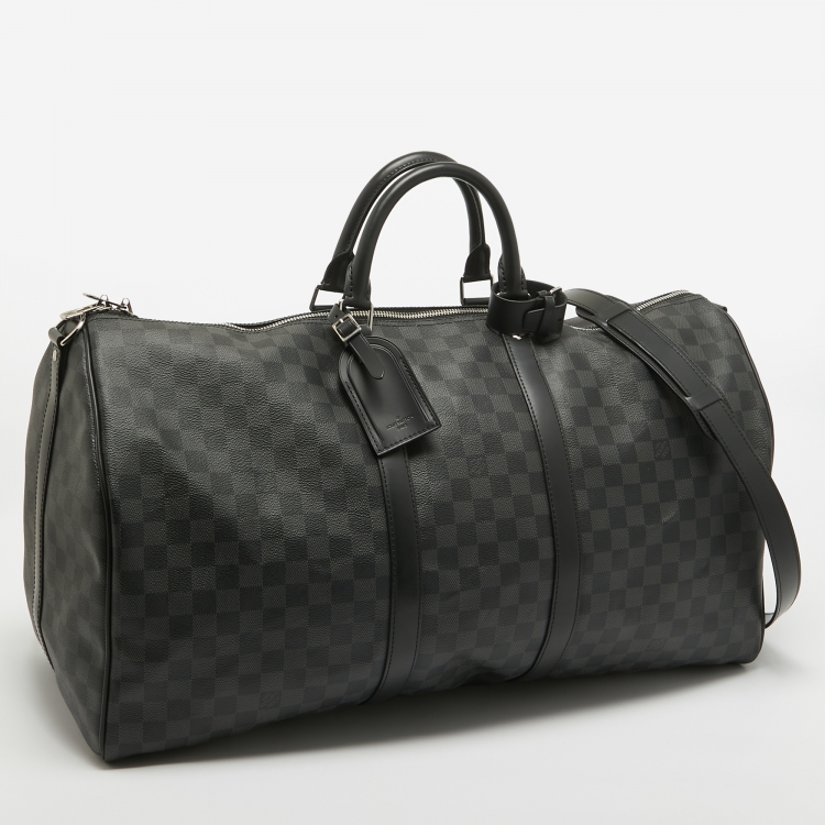 Pre Owned Louis Vuitton Damier Graphite Canvas Keepall Bandouliere 55 Bag