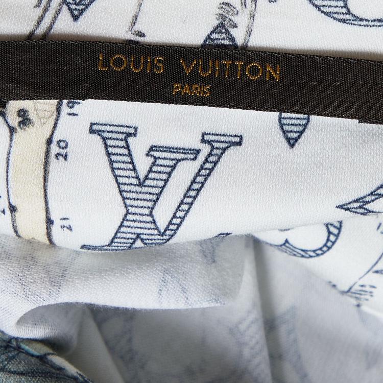 Pre Owned Louis Vuitton White Safari Monogram Print Cotton Crew Neck T-Shirt L