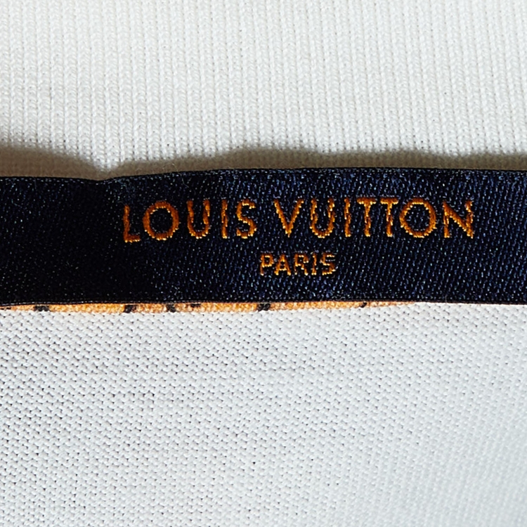 Pre Owned Louis Vuitton White Printed Cotton Knit Crew Neck T-Shirt L