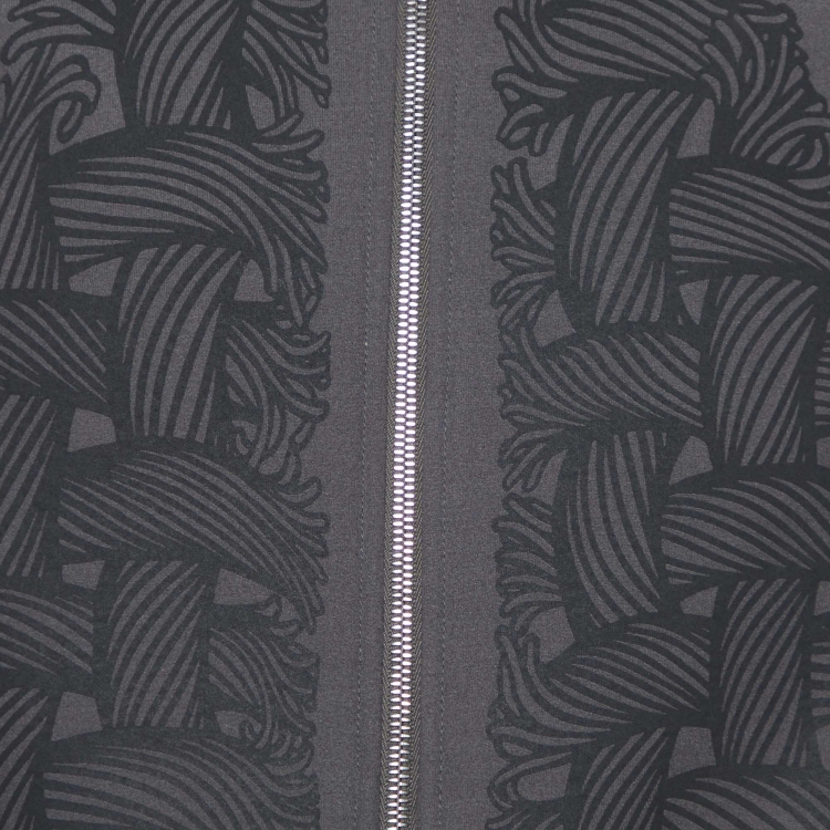 Pre Owned Louis Vuitton Grey Printed Jersey Zip Up Bomber Jacket M